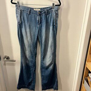 Anthropologie HOLDING HORSES Soft Chambray Denim Wide Leg  Trouser Jeans Size 26